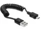 Mobile Preview: DINIC USB Spiralkabel Micro B Stecker auf USB A, 20-60cm AWG 28, schwarz